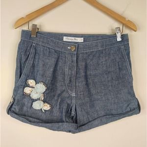 Dior Denim Shorts with Floral Detail